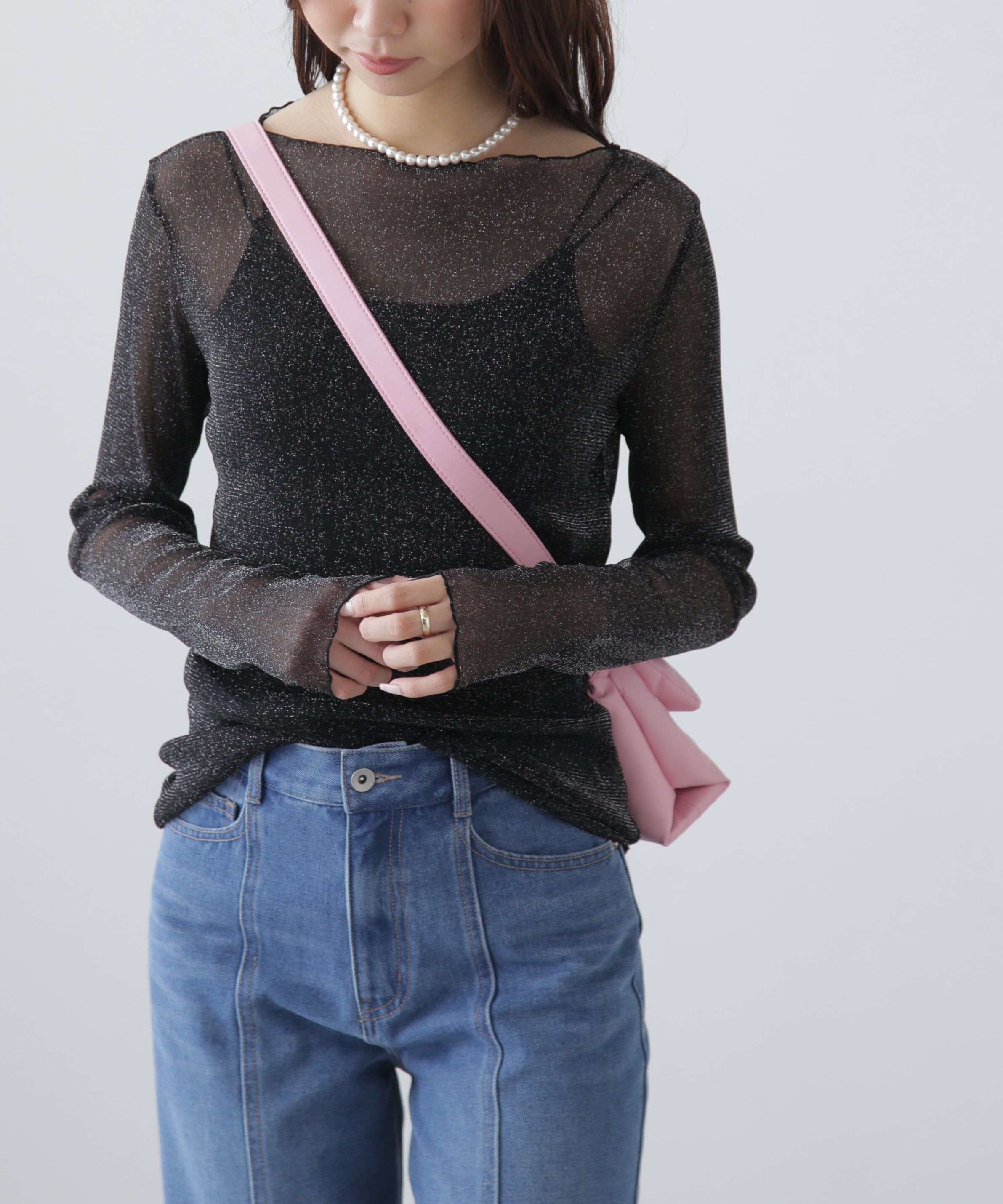  「ラメシアーボートネックカットソー」|Tシャツ・カットソー|