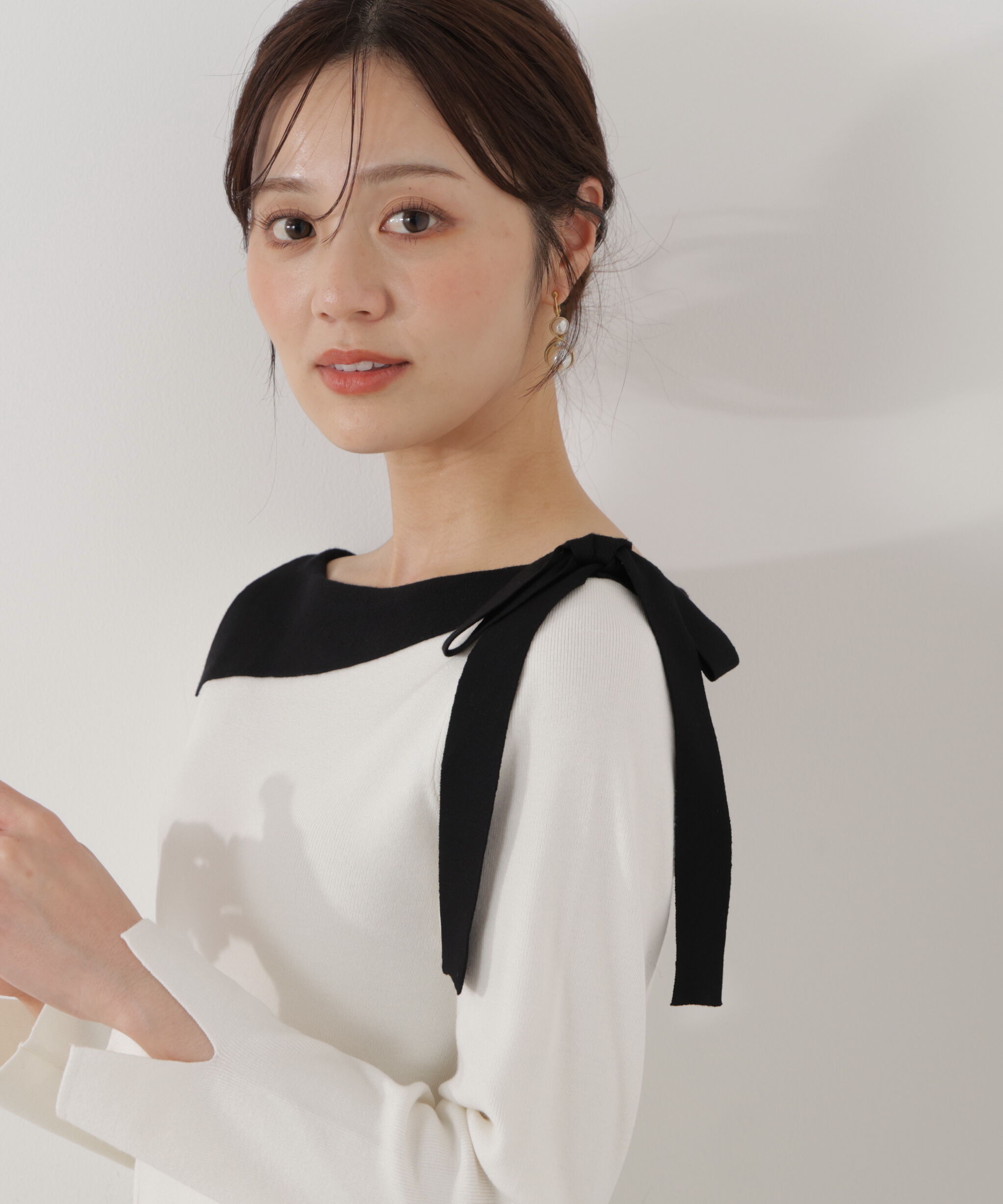 PROPORTION BODY DRESSING「＜ウォッシャブル/UV＞サイドリボン総針ニット」|ニット・セーター|