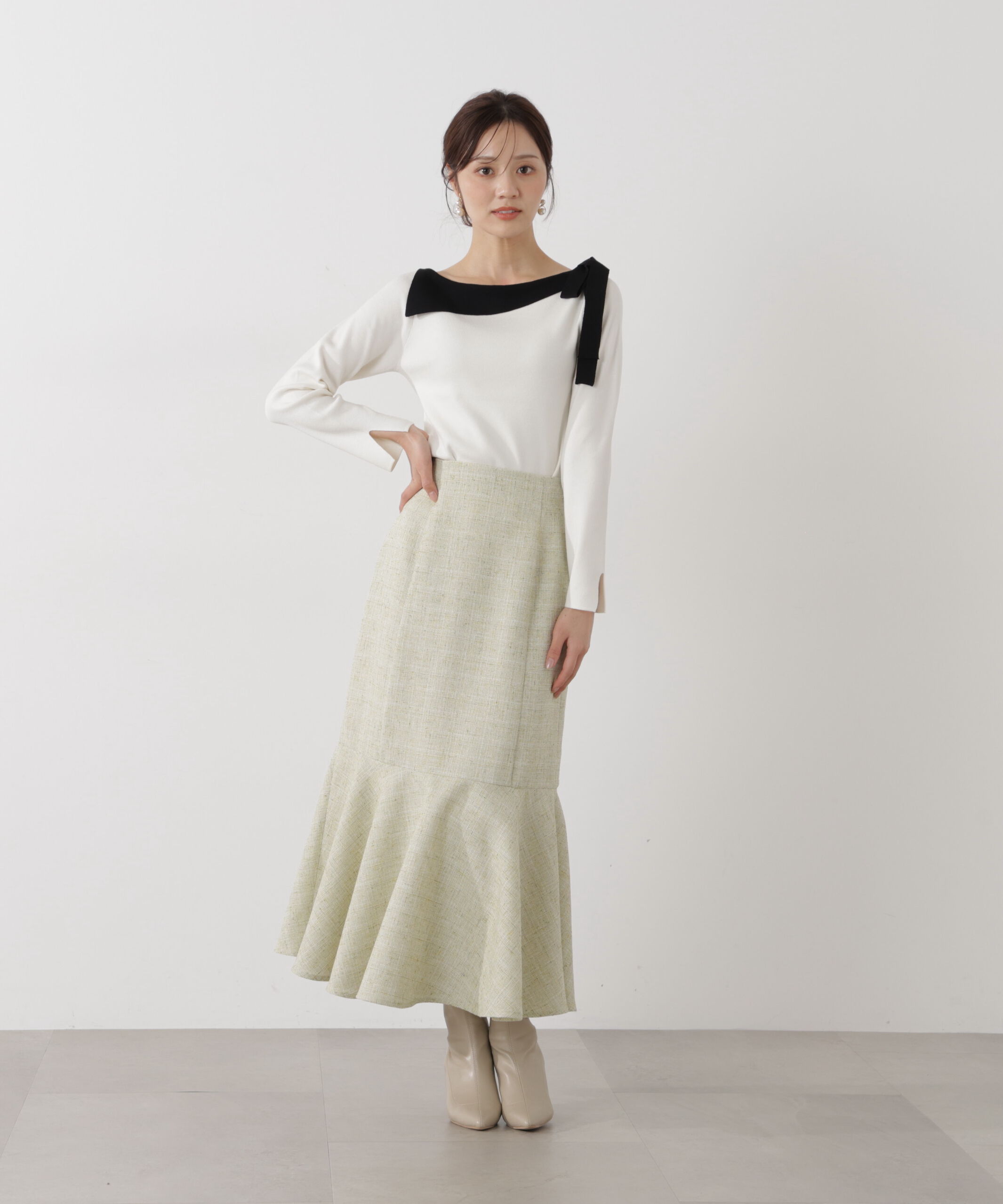 PROPORTION BODY DRESSING「＜ウォッシャブル/UV＞サイドリボン総針ニット」|ニット・セーター|