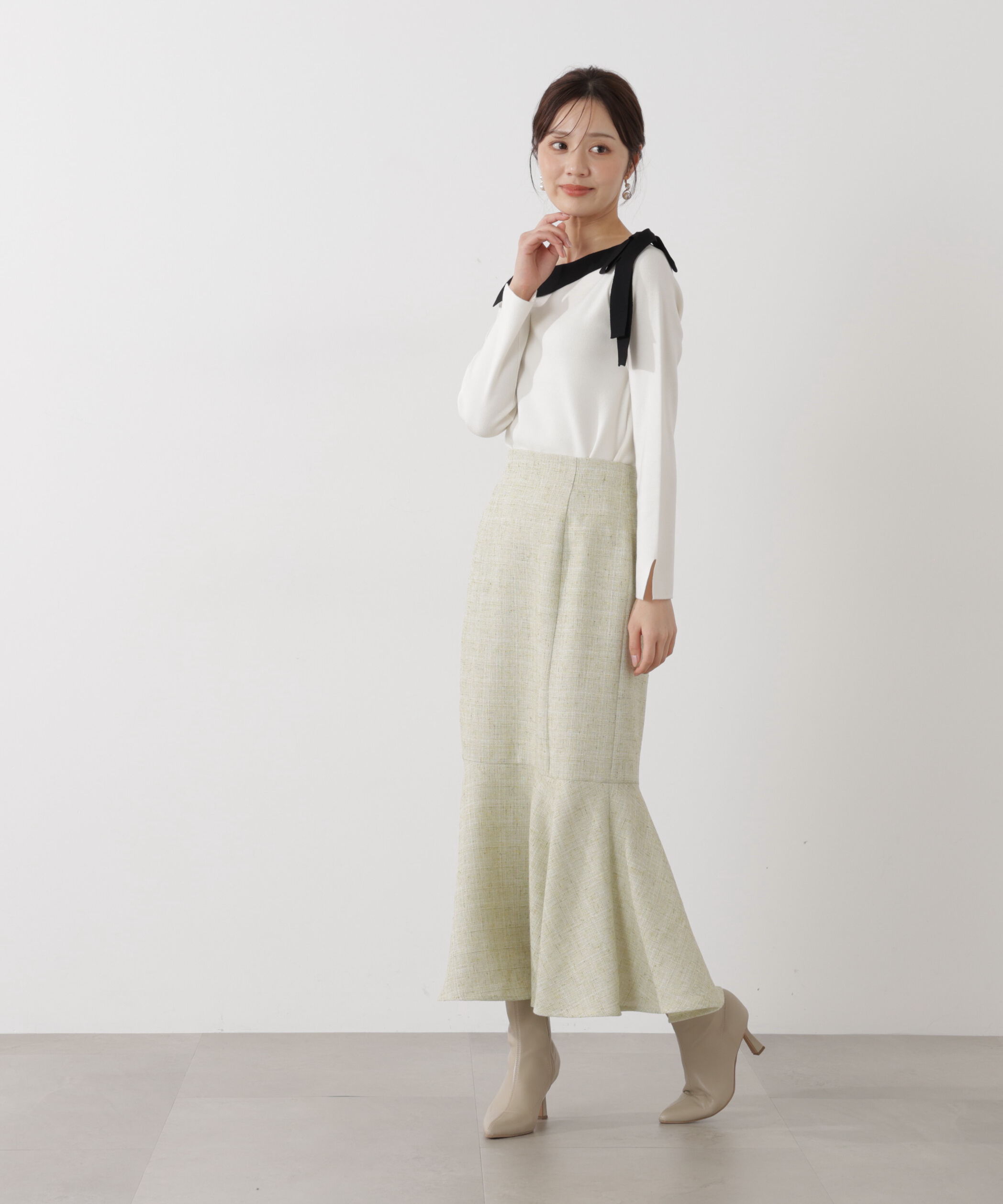 PROPORTION BODY DRESSING「＜ウォッシャブル/UV＞サイドリボン総針ニット」|ニット・セーター|