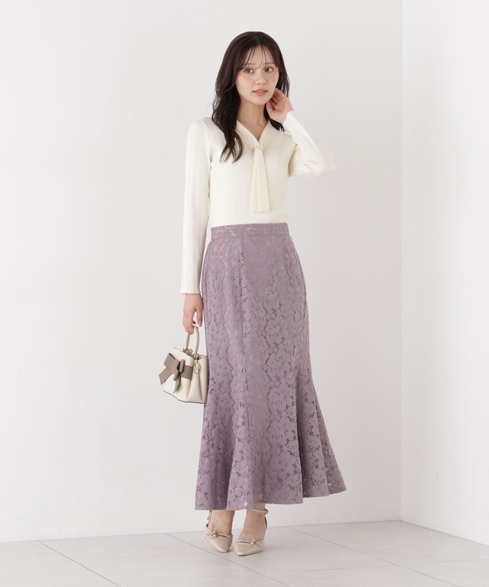 PROPORTION BODY DRESSING「＜加藤栞さん着用＞起毛レースマーメイドスカート」|スカート|