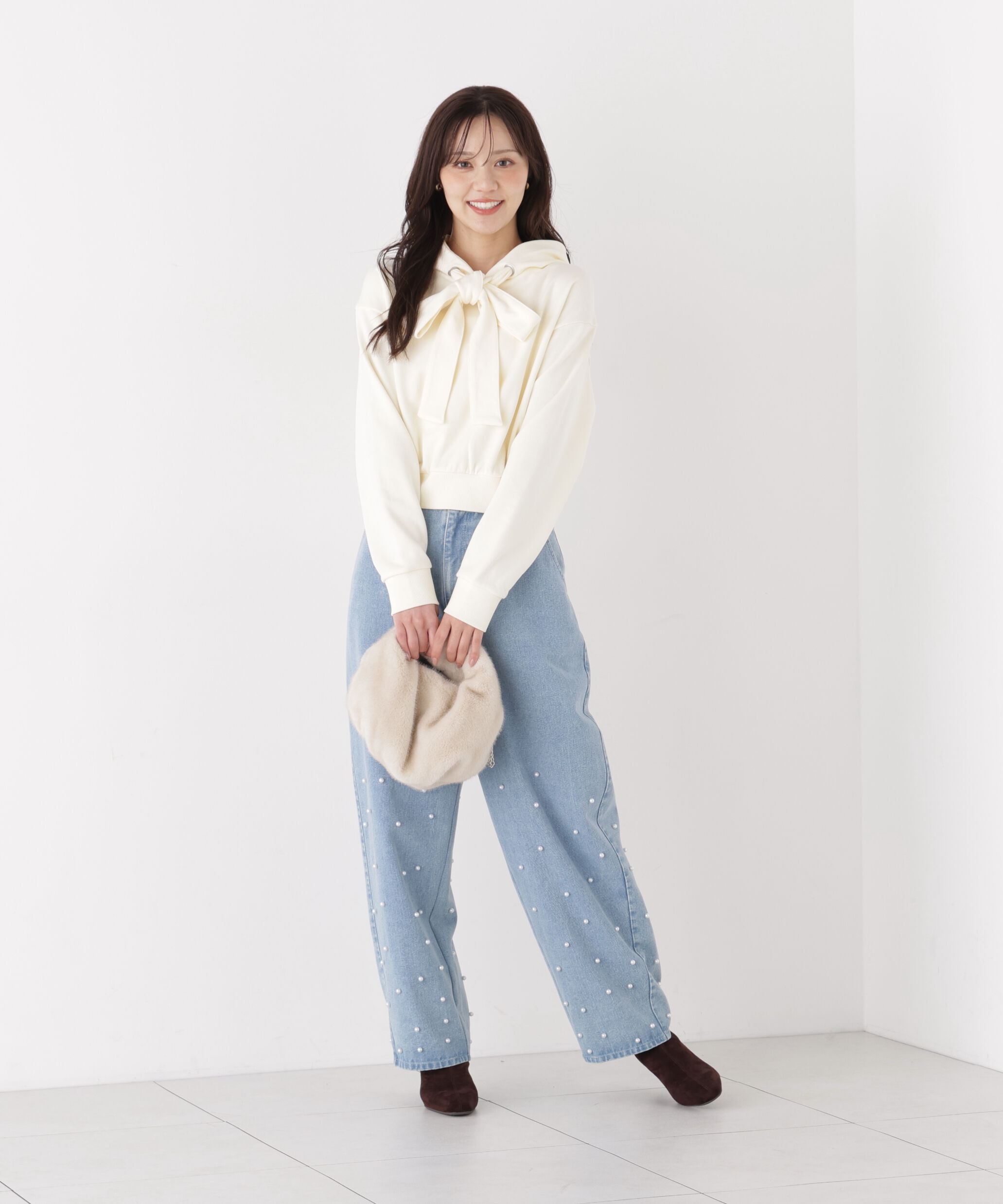 PROPORTION BODY DRESSING「＜加藤栞さん着用＞＜EDIT COLOGNE＞リボン付きフーディー」|Tシャツ・カットソー|