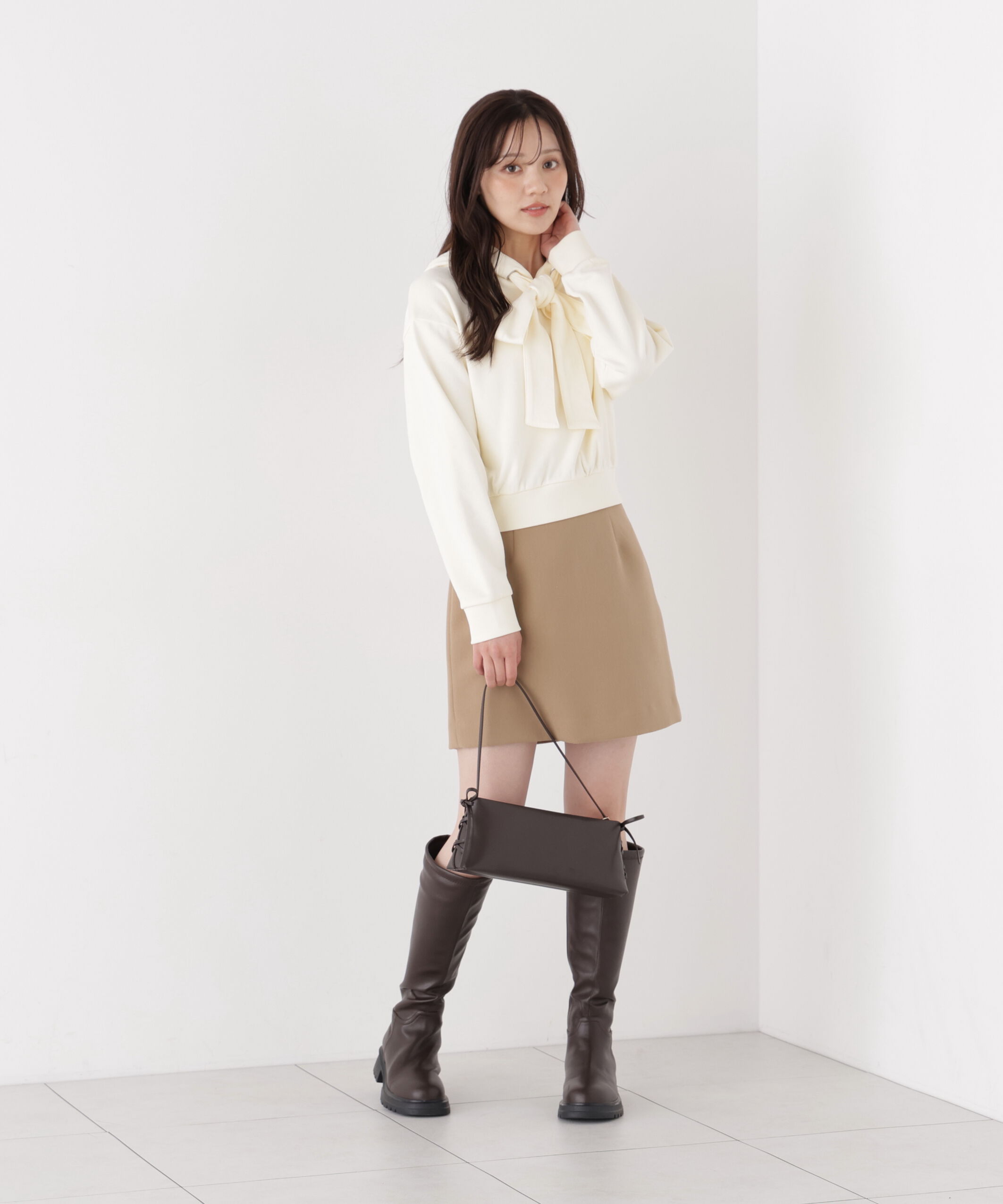 PROPORTION BODY DRESSING「＜加藤栞さん着用＞＜EDIT COLOGNE＞リボン付きフーディー」|Tシャツ・カットソー|