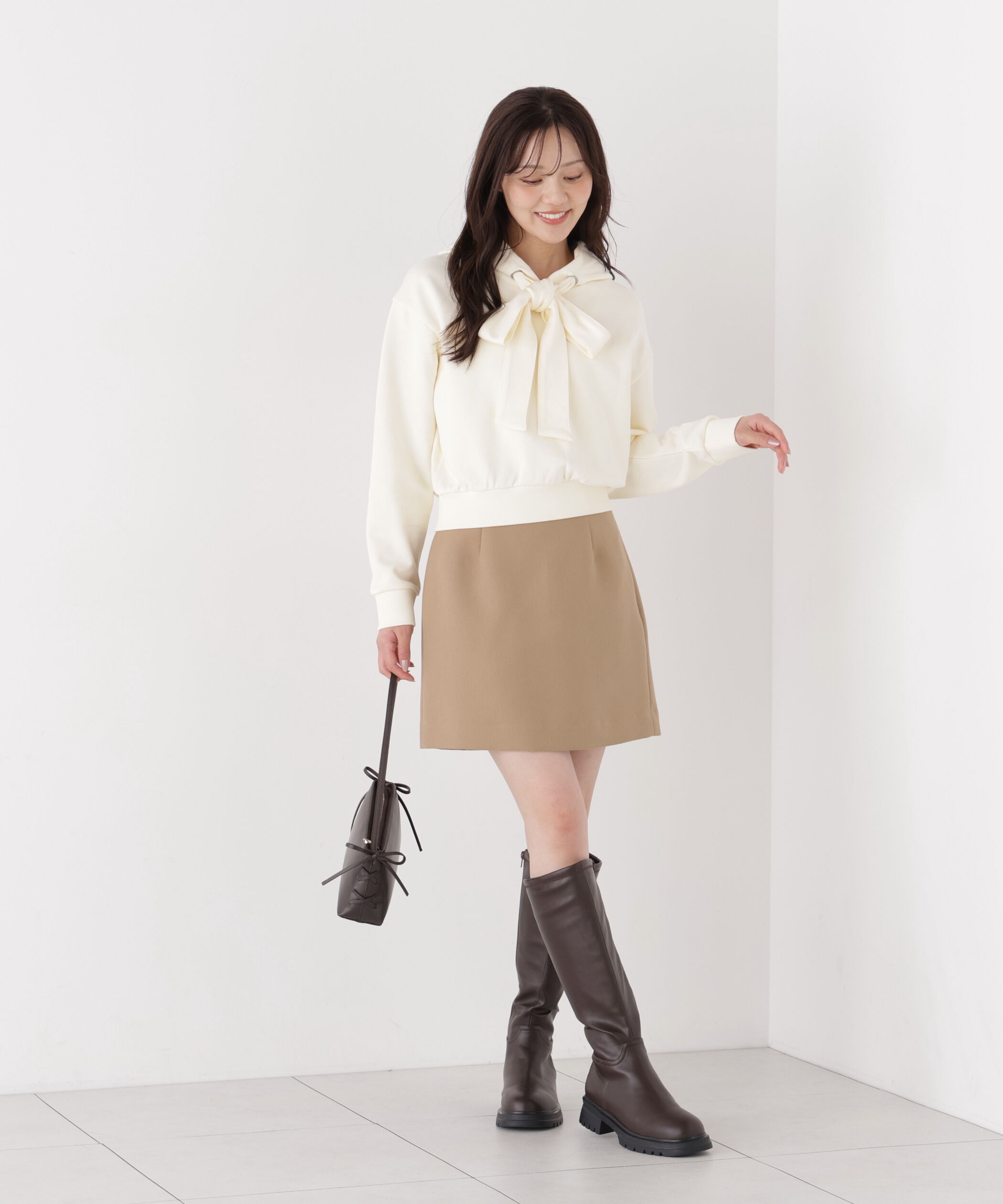 PROPORTION BODY DRESSING「＜加藤栞さん着用＞＜EDIT COLOGNE＞リボン付きフーディー」|Tシャツ・カットソー|