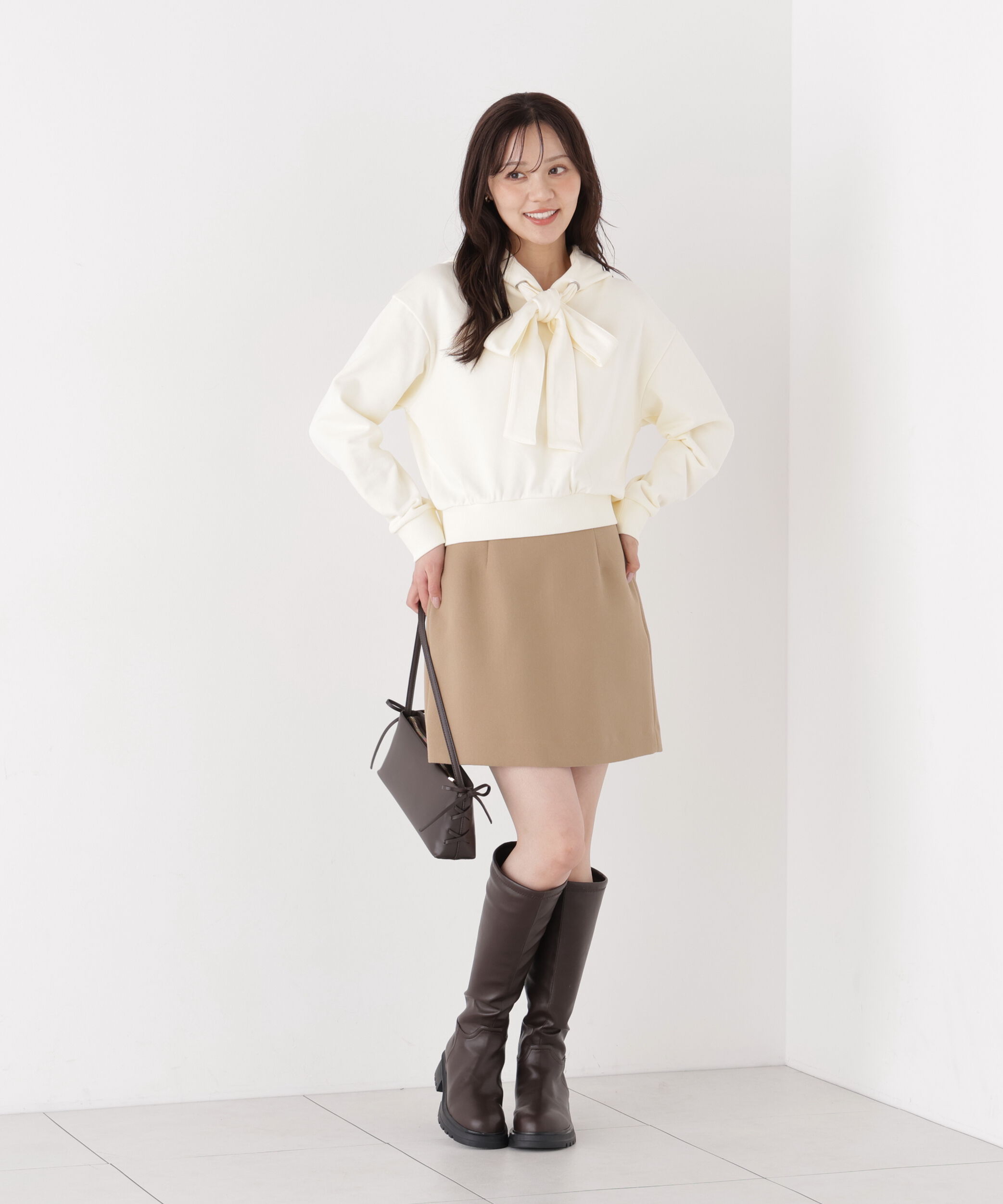 PROPORTION BODY DRESSING「＜加藤栞さん着用＞＜EDIT COLOGNE＞リボン付きフーディー」|Tシャツ・カットソー|
