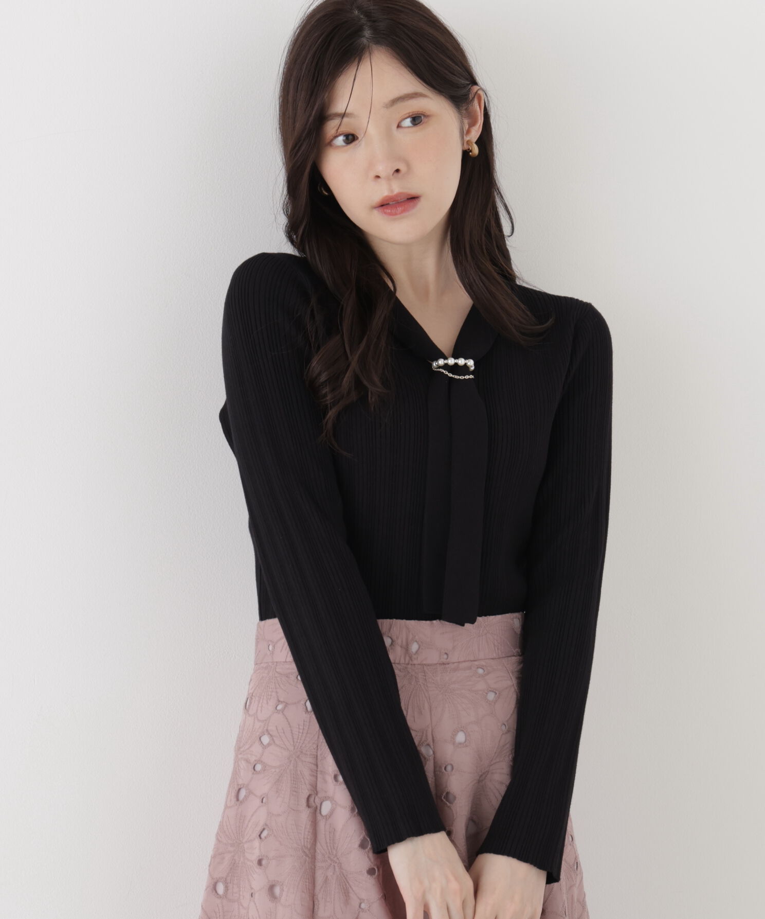 PROPORTION BODY DRESSING「チェーン付きボウタイニット」|ニット・セーター|