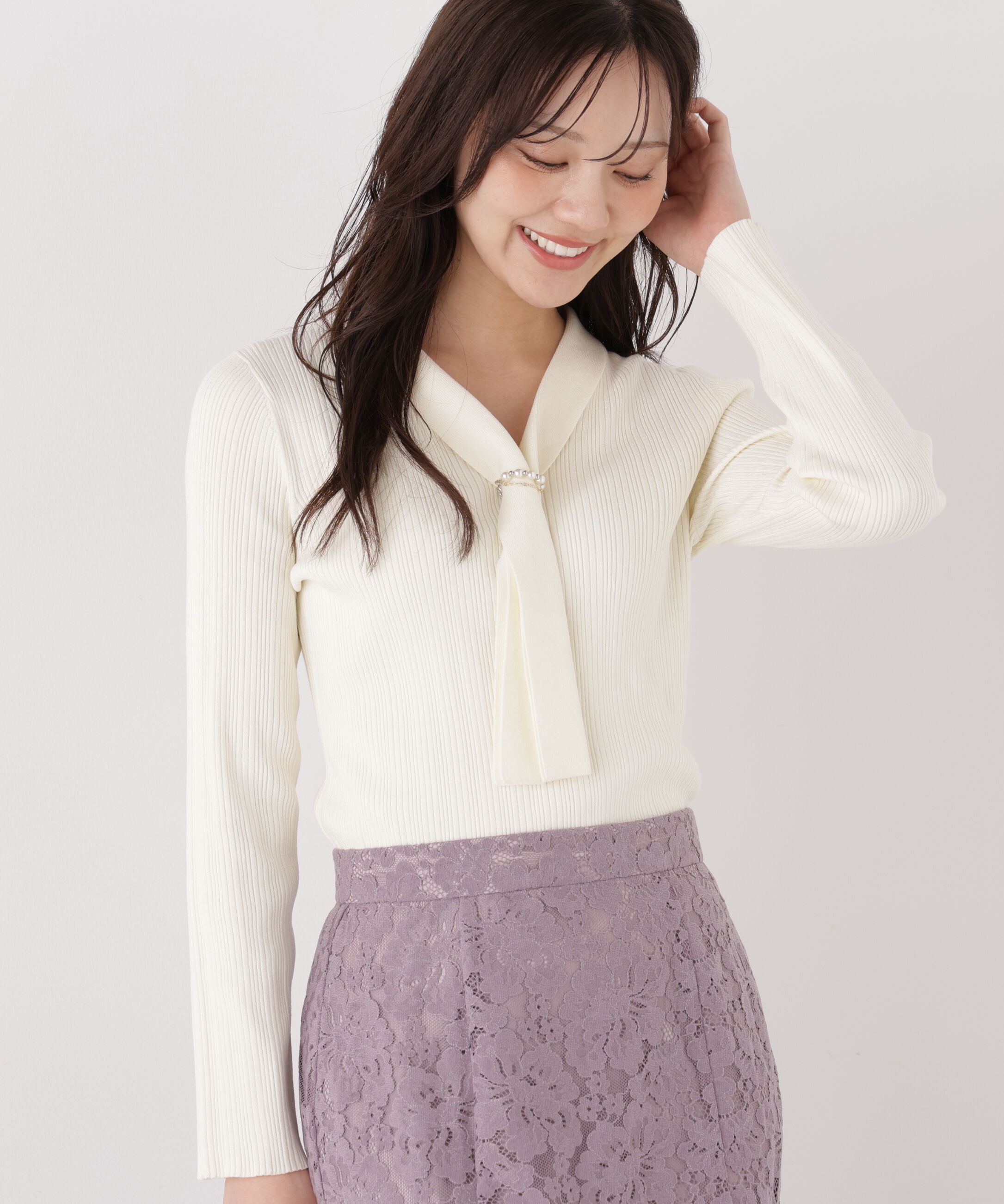 PROPORTION BODY DRESSING「チェーン付きボウタイニット」|ニット・セーター|