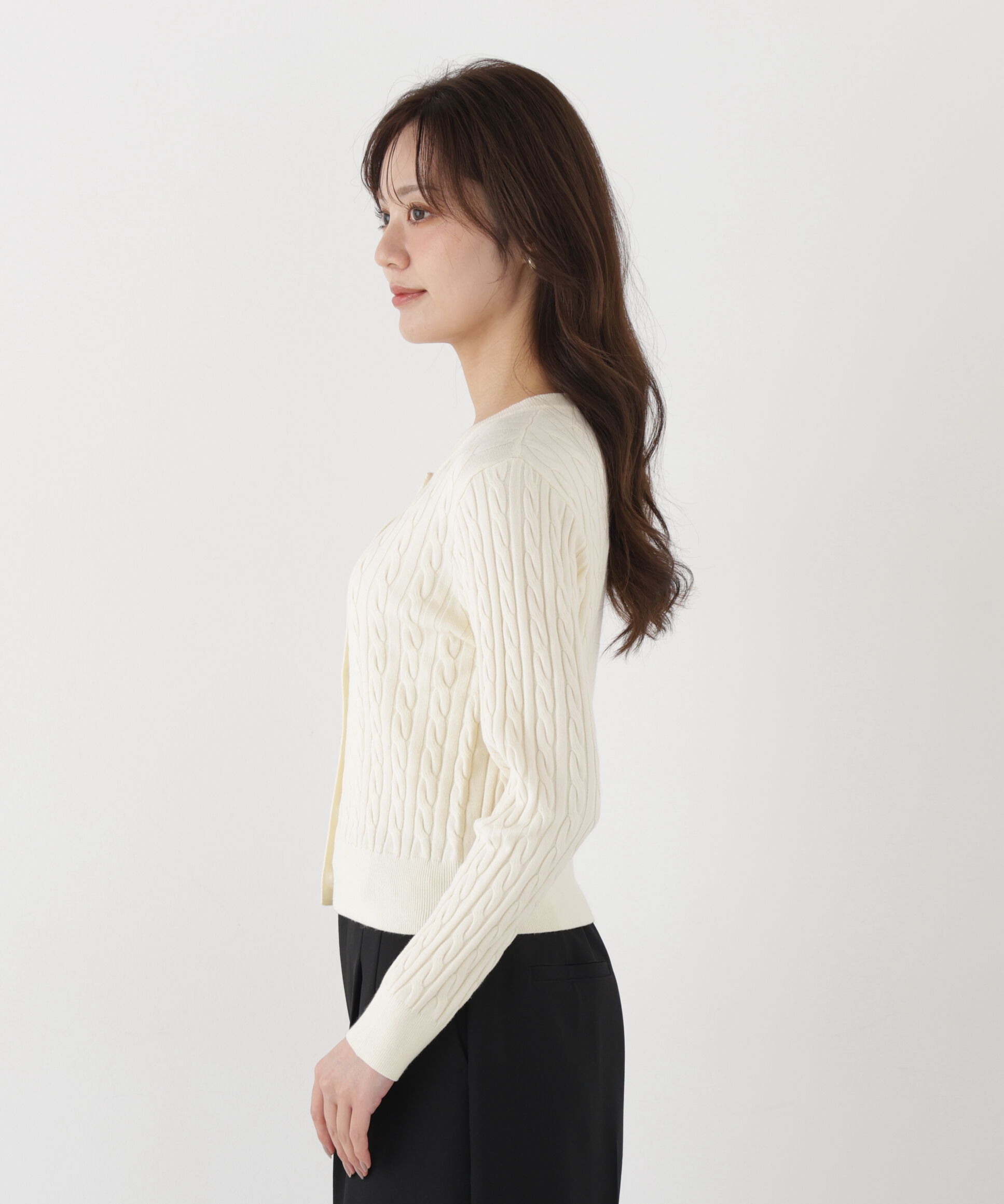 PROPORTION BODY DRESSING「＜加藤栞さん着用＞＜a/mie＞ケーブルニットカーディガン」|カーディガン|
