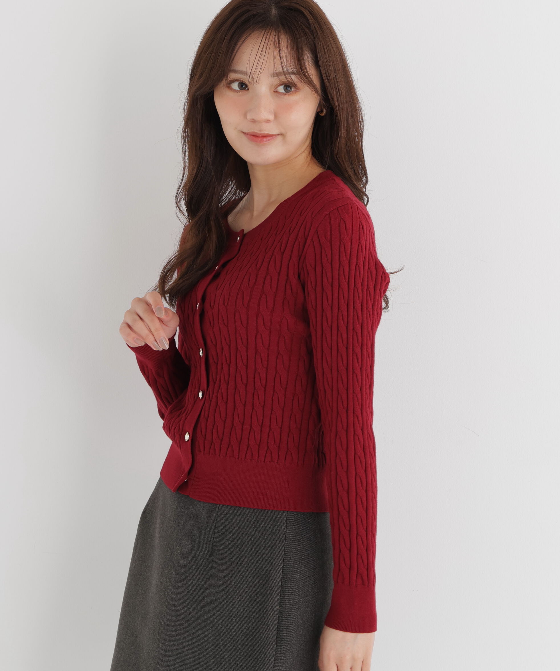 PROPORTION BODY DRESSING「＜加藤栞さん着用＞＜a/mie＞ケーブルニットカーディガン」|カーディガン|