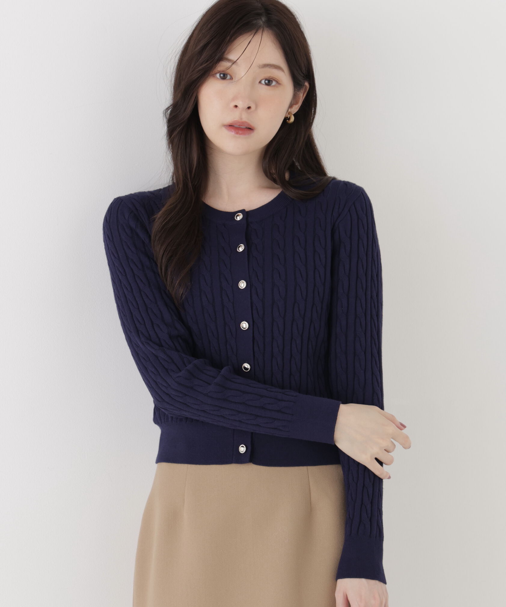 PROPORTION BODY DRESSING「＜加藤栞さん着用＞＜a/mie＞ケーブルニットカーディガン」|カーディガン|