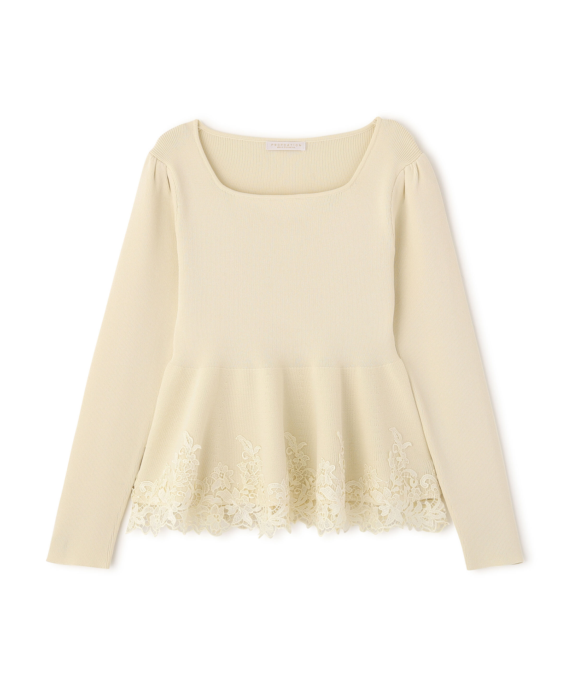 PROPORTION BODY DRESSING「<加藤栞さん着用><一部追加生産予約>ﾚｰｽﾄﾘﾑﾍﾟﾌﾟﾗﾑﾆｯﾄ 26AW」|ニット・セーター|