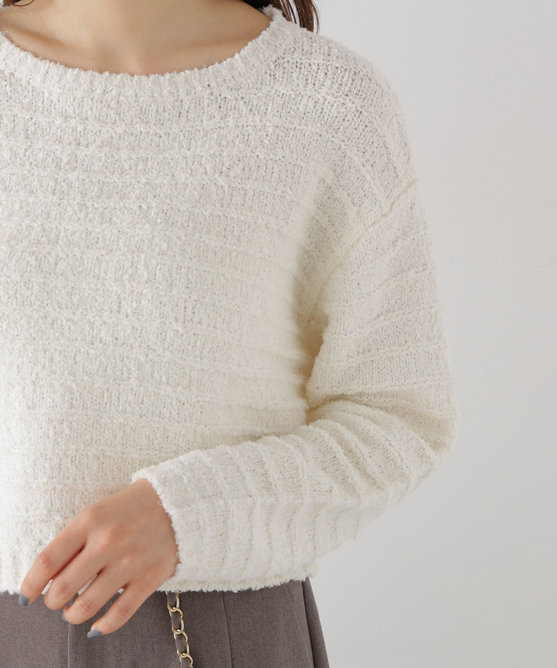 PROPORTION BODY DRESSING「＜加藤栞さん着用＞ラメブークレニットトップス」|ニット・セーター|