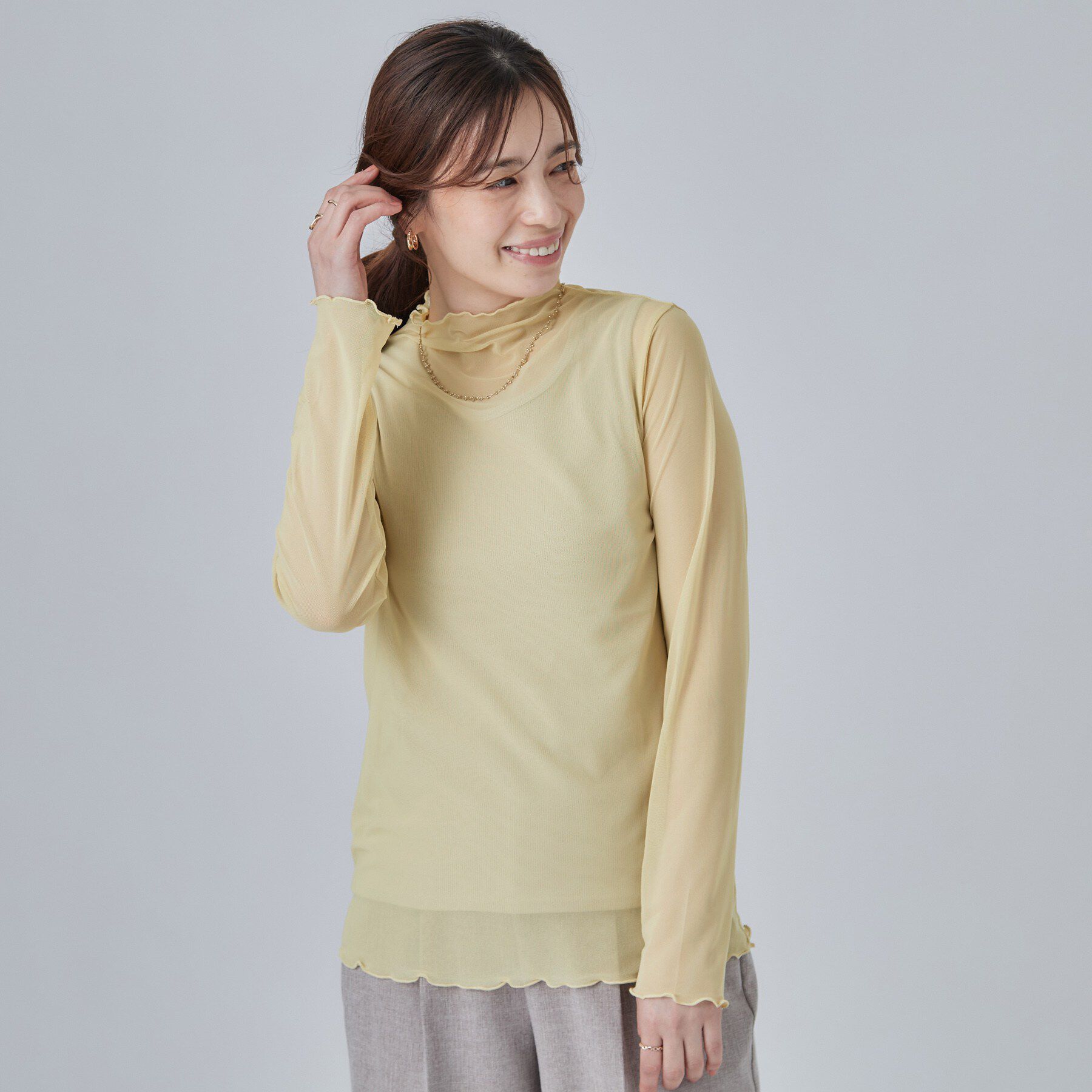SHOO･LA･RUE「【S-LL/洗濯機可】コーデにプラスするだけで垢抜ける 柄アソートシアーチュールトップス」|Tシャツ・カットソー|
