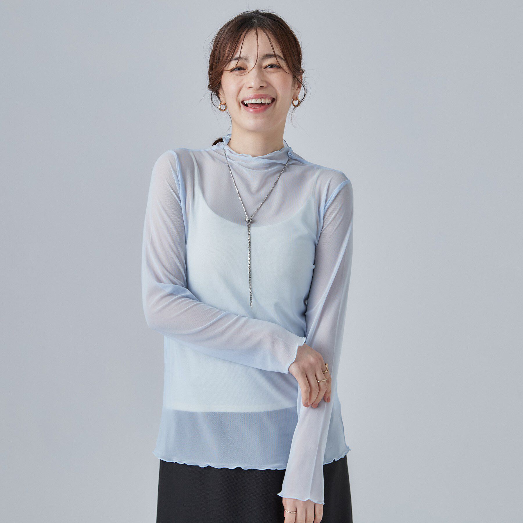 SHOO･LA･RUE「【S-LL/洗濯機可】コーデにプラスするだけで垢抜ける 柄アソートシアーチュールトップス」|Tシャツ・カットソー|