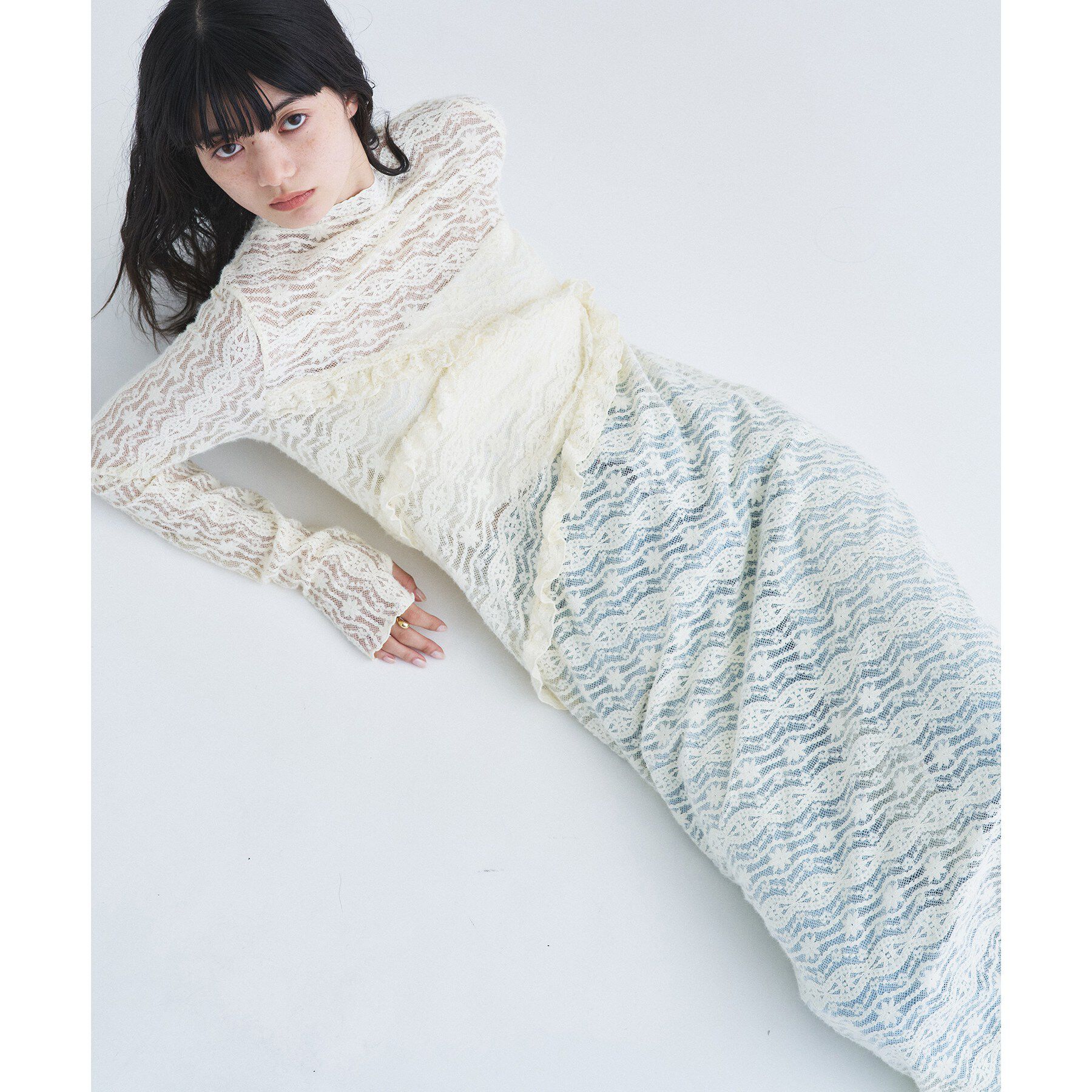 CODE A「veil lace Jersey dress」|ワンピース|