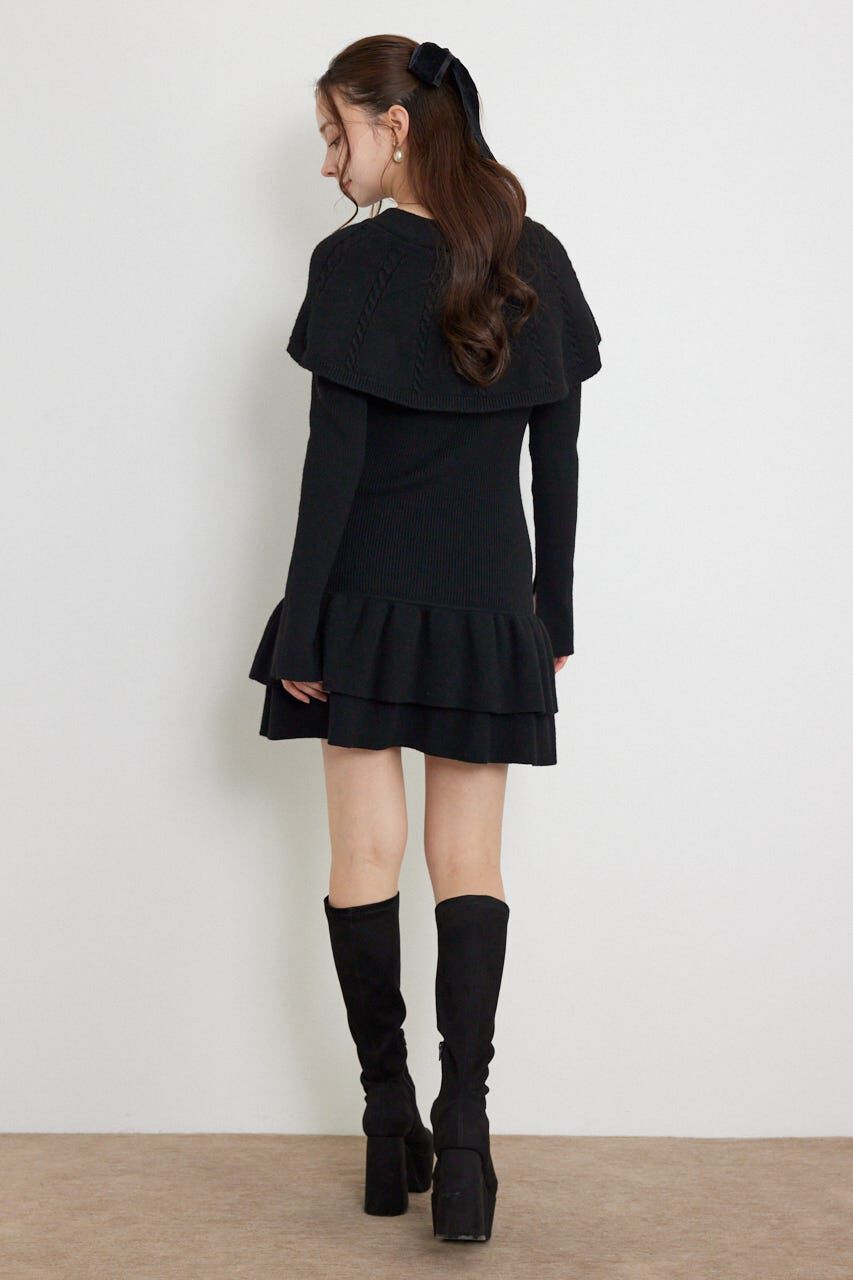 rienda「ケープデザインフリルミニニットワンピース」|ワンピース|