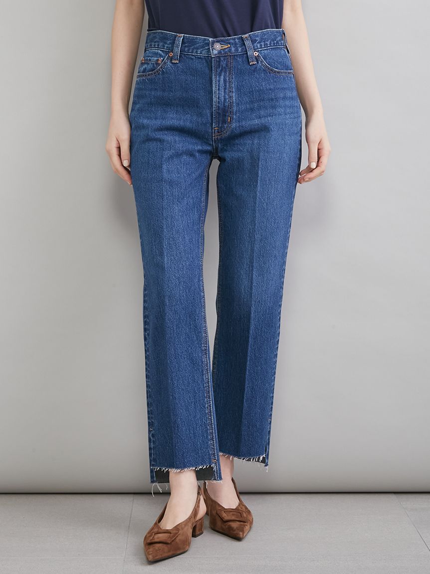 Mila Owen「【MILA PANTS】裾段差テーパードデニムパンツ」|デニム|BLU