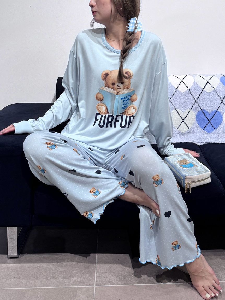 FURFUR「【FURFUR&times;gelato pique】ベアハートプリントロングパンツ」|ルームウェア|