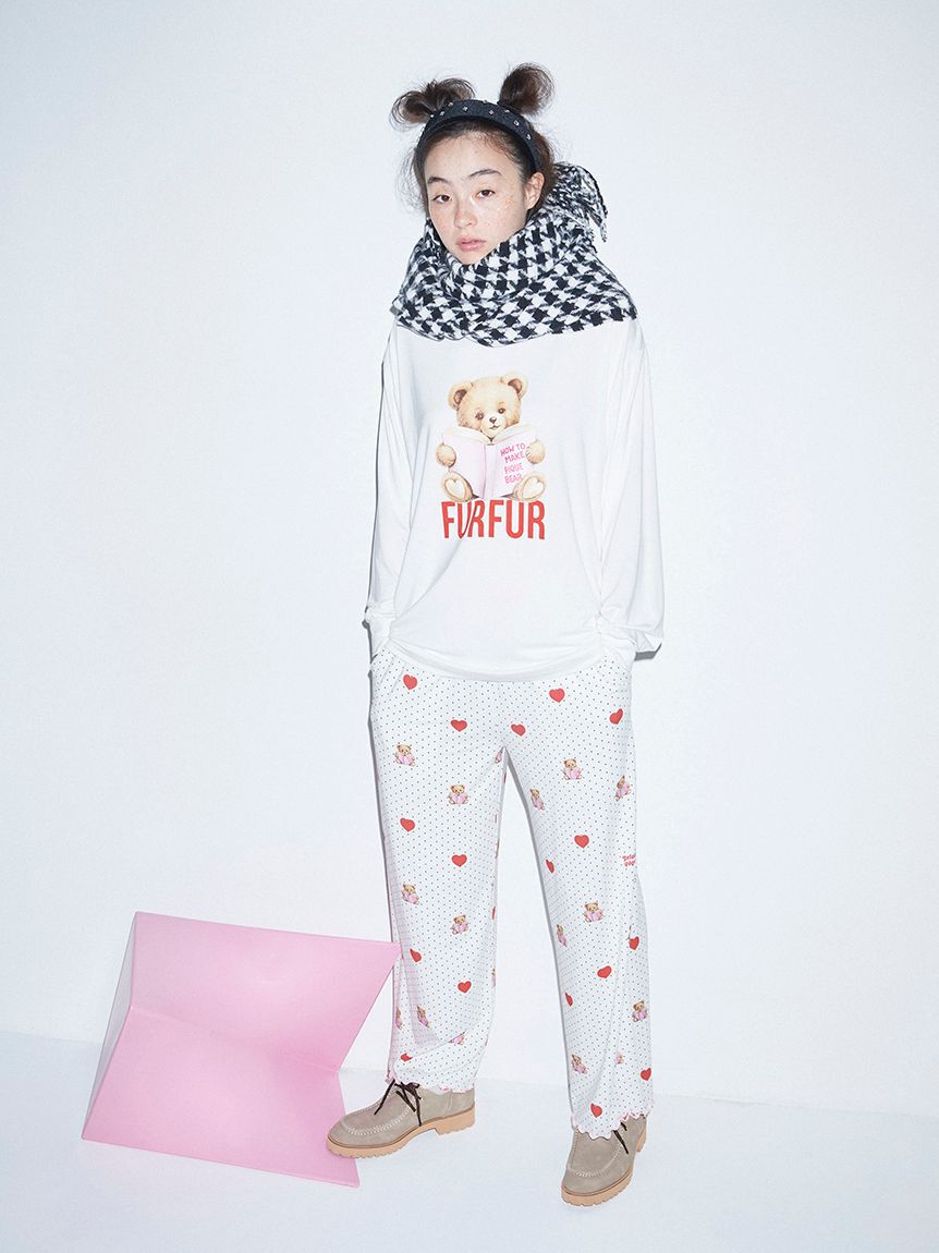 FURFUR「【FURFUR&times;gelato pique】ベアハートプリントロングパンツ」|ルームウェア|