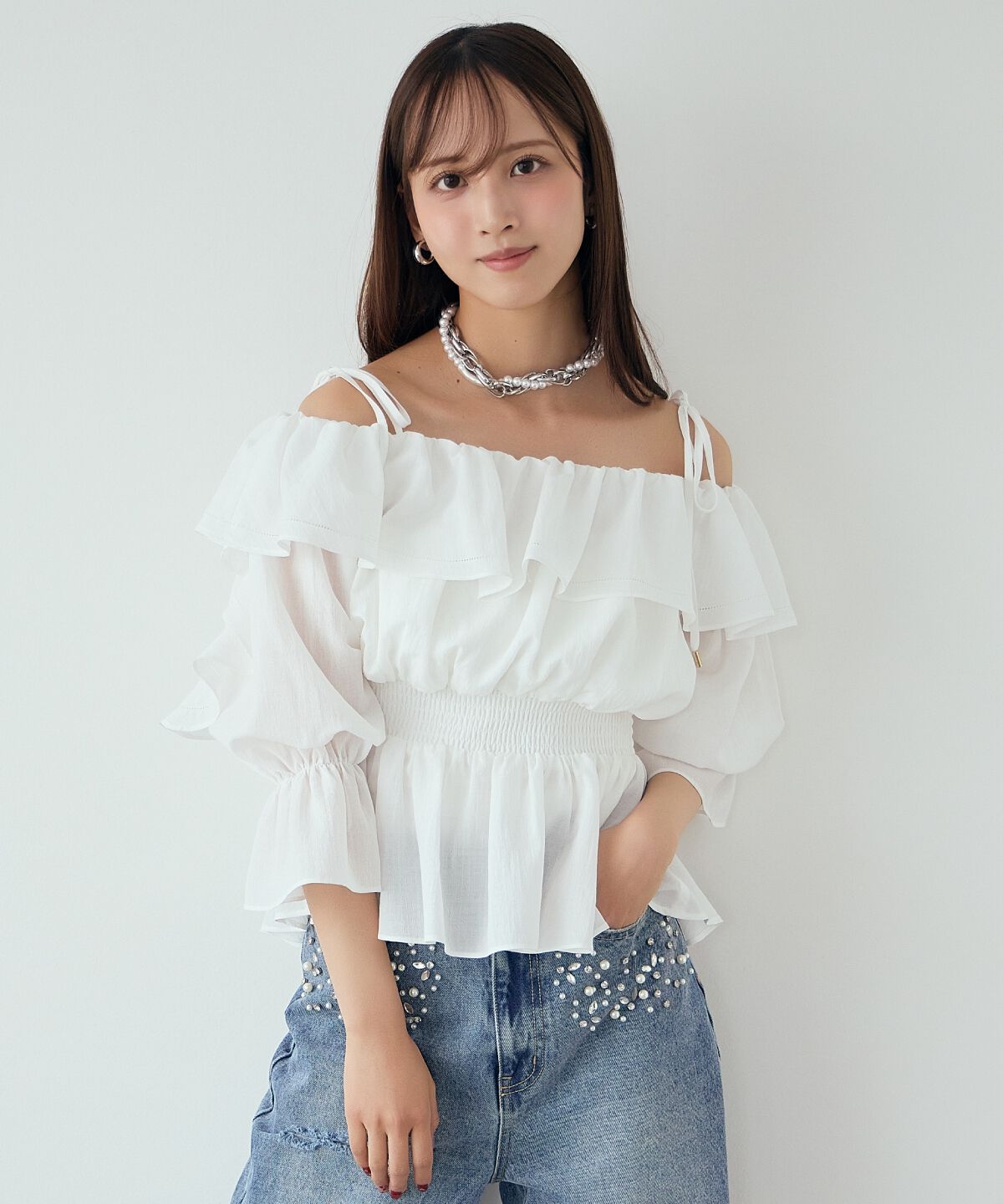 アンドクチュール「オフショルフリルブラウス」|シャツ・ブラウス|