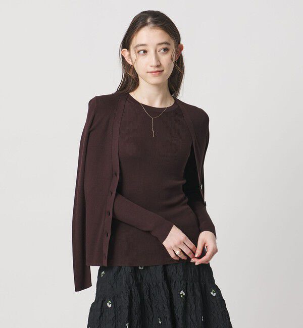 UNITED ARROWS「シルクリブ Vネック カーディガン」|カーディガン|