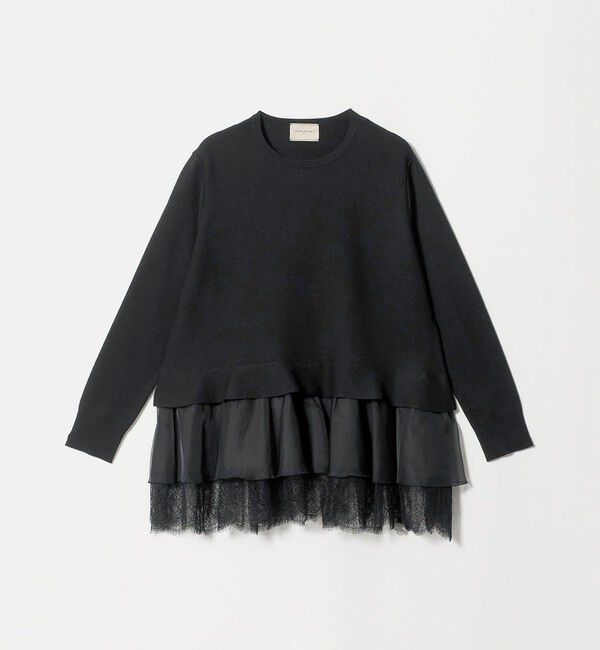 UNITED ARROWS「オーガンジー レース コンビ ニット ‐ウォッシャブル‐」|ニット・セーター|