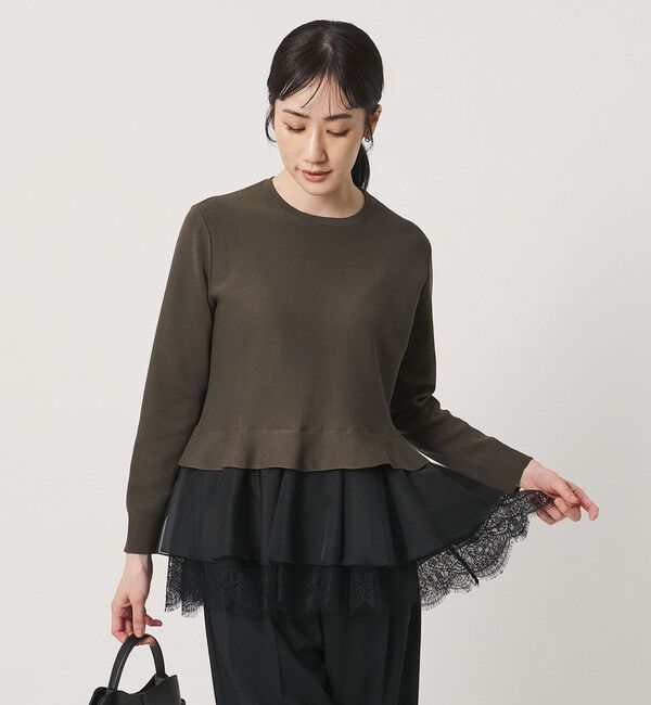 UNITED ARROWS「オーガンジー レース コンビ ニット ‐ウォッシャブル‐」|ニット・セーター|MOCA