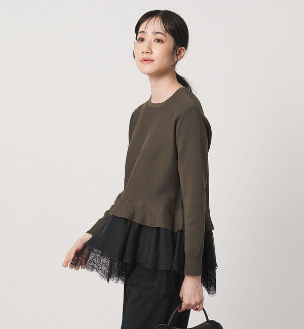 UNITED ARROWS「オーガンジー レース コンビ ニット ‐ウォッシャブル‐」|ニット・セーター|