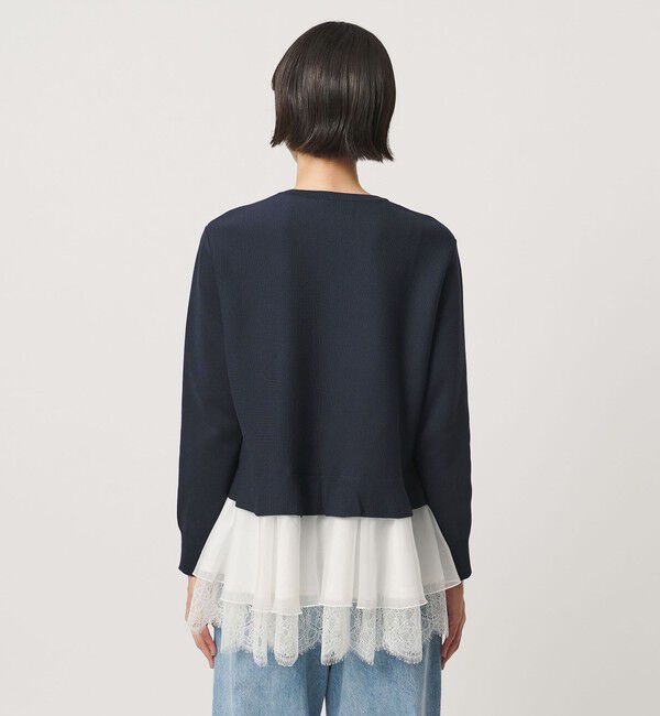UNITED ARROWS「オーガンジー レース コンビ ニット ‐ウォッシャブル‐」|ニット・セーター|