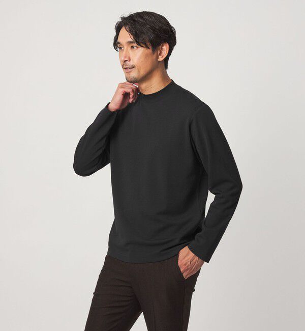 UNITED ARROWS green label relaxing「【WEB限定】JUST fit ウォームブレンド モックネック 長袖 カットソー -吸湿発熱-」|Tシャツ・カットソー|BLACK