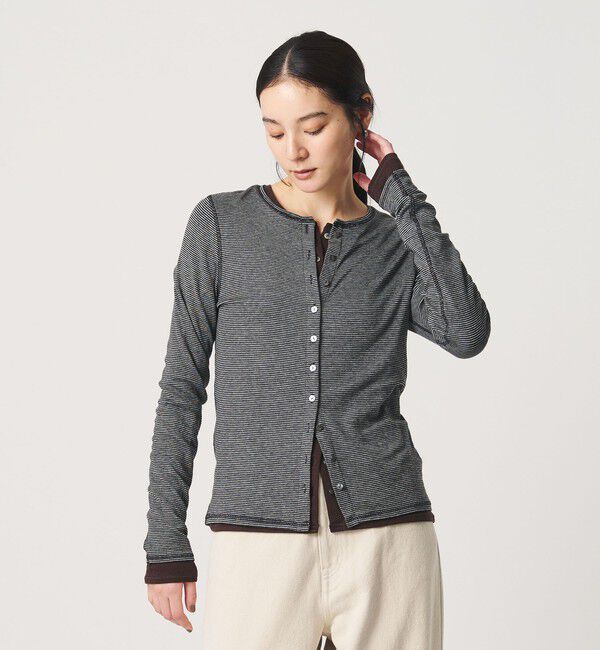 BEAUTY&YOUTH UNITED ARROWS「毛セルロースブレンド クルーネック カーディガン/ボーダー」|カーディガン|
