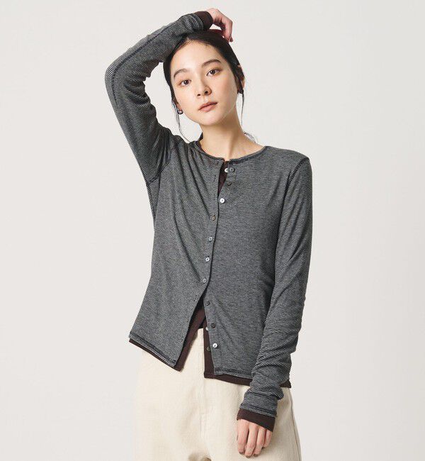 BEAUTY&YOUTH UNITED ARROWS「毛セルロースブレンド クルーネック カーディガン/ボーダー」|カーディガン|