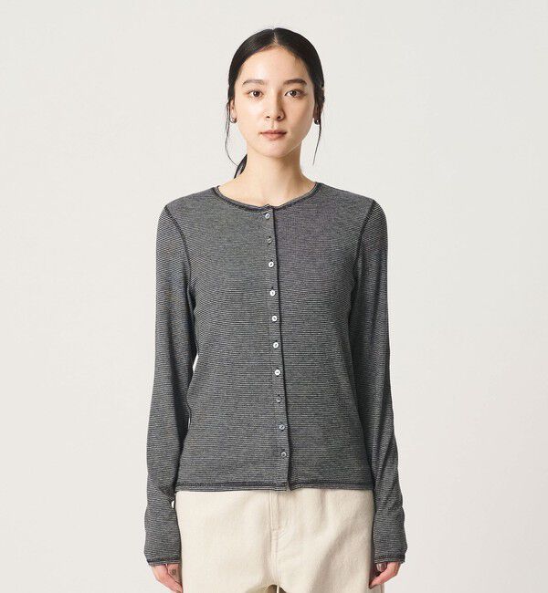 BEAUTY&YOUTH UNITED ARROWS「毛セルロースブレンド クルーネック カーディガン/ボーダー」|カーディガン|