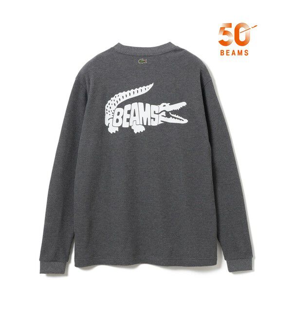 BEAMS「BEAMS｜【別注】LACOSTE / ロゴ サーマル Tシャツ」|Tシャツ・カットソー|GREY