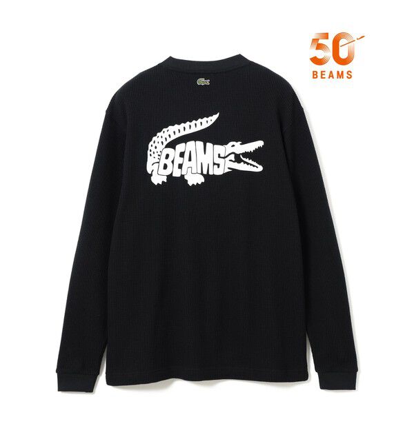 BEAMS「BEAMS｜【別注】LACOSTE / ロゴ サーマル Tシャツ」|Tシャツ・カットソー|BLACK