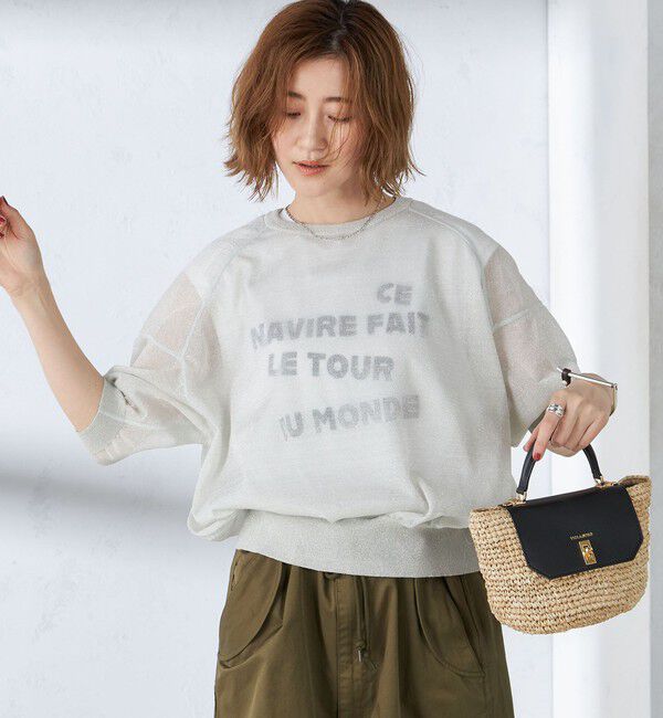 SHIPS for women「〈手洗い可能〉シアー ラメ 半袖 サマー ニット」|ニット・セーター|