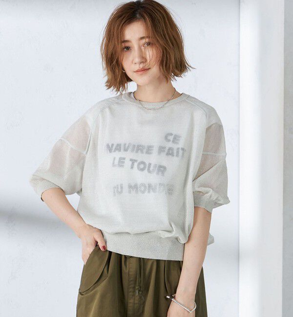 SHIPS for women「〈手洗い可能〉シアー ラメ 半袖 サマー ニット」|ニット・セーター|