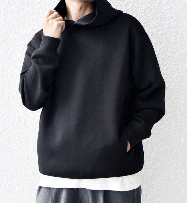 SHIPS any「カラー ダンボール スナップ プルオーバー パーカー 26AW◇」|パーカー|ブラック
