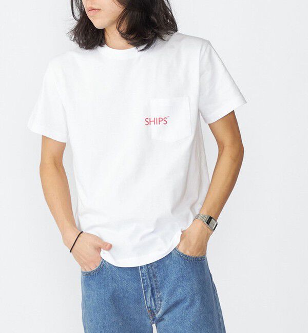 SHIPS「【WEB限定】SHIPS: SHIPSロゴ プリント ポケット Tシャツ」|Tシャツ・カットソー|