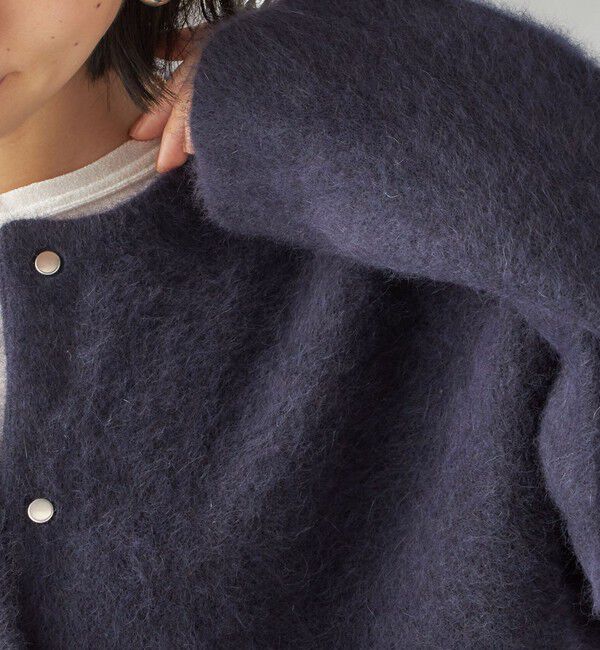 SHIPS for women「フォックス ブレンド ノーカラー ニット コート」|ノーカラーコート|