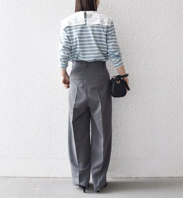 SHIPS any「SHIPS any:〈洗濯機可能〉マリンボーダー レース 襟 プルオーバー」|Tシャツ・カットソー|