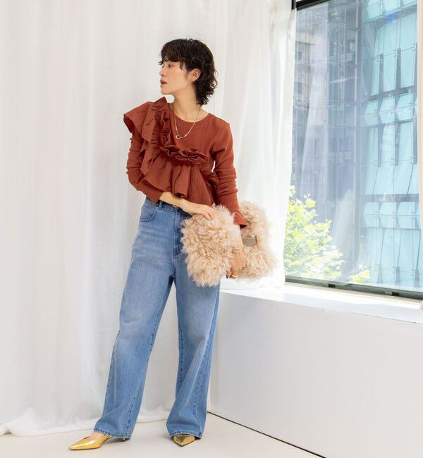 Rie Miller「3WAYリブフリルロンT」|Tシャツ・カットソー|