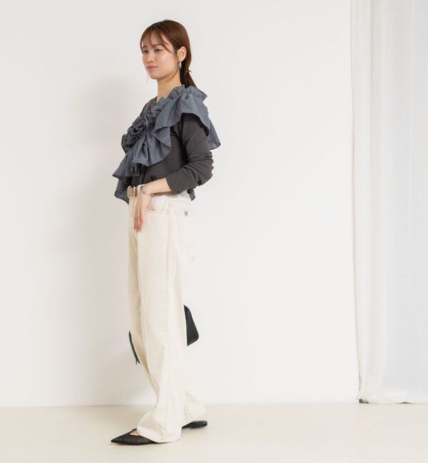 Rie Miller「3WAYリブフリルロンT」|Tシャツ・カットソー|