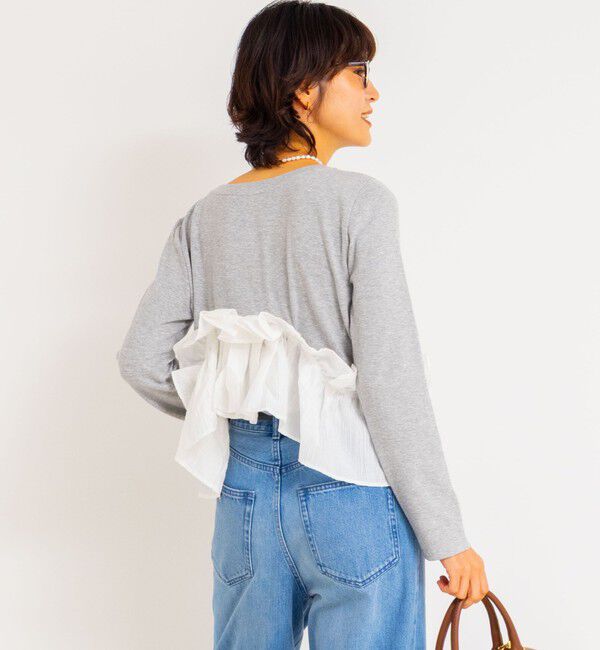 Rie Miller「3WAYリブフリルロンT」|Tシャツ・カットソー|