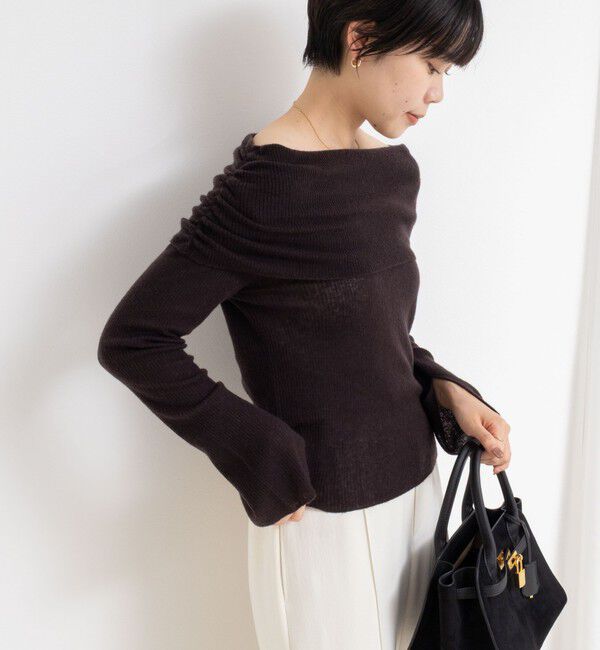 NOLLEY'S sophi「カシミヤ混ガーゼ風リブオフショルプルオーバーニット」|ニット・セーター|