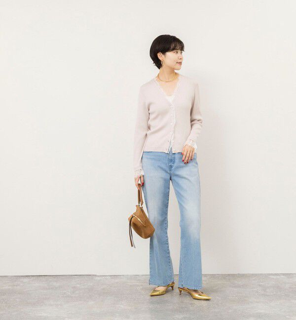 NOLLEY'S sophi「【新色追加】《手洗い可能》レース付きリブVネックカーディガン」|カーディガン|
