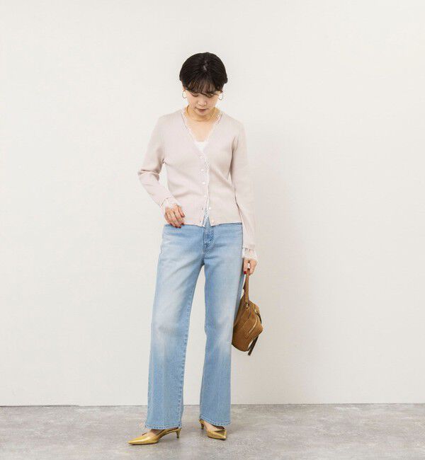 NOLLEY'S sophi「【新色追加】《手洗い可能》レース付きリブVネックカーディガン」|カーディガン|