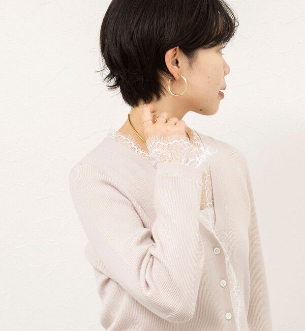 NOLLEY'S sophi「【新色追加】《手洗い可能》レース付きリブVネックカーディガン」|カーディガン|