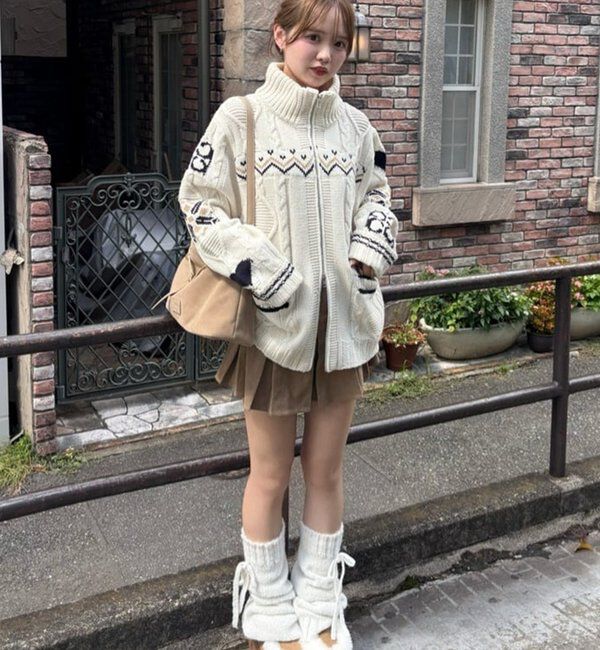  「【セットアップ対応】ノルディックジップルーズニット」|ニット・セーター|