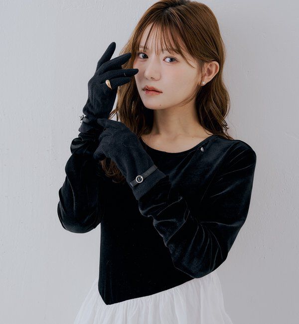  「【SALON by Chico】ベロアドッキングラッフルアシメプリーツワンピース」|ワンピース|